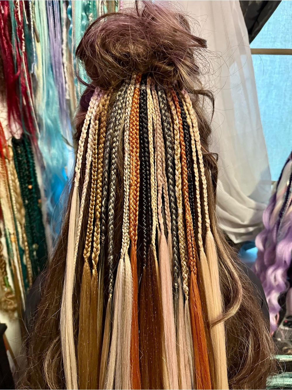 Multi-Tone Braided Hair Extensions - Blonde, Copper, Black & Cream